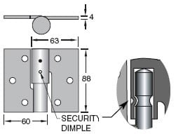 Trio Security Bolt On B Ring Hinge - Zinc Plated