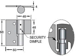Trio Security Bolt On-Weld On - B Ring Hinge - Zinc Plated